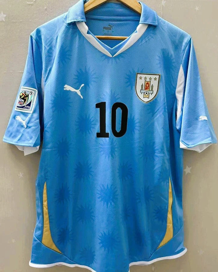 Uruguay 10/11 Home Retro Shirt - FORLAN #10 (+Patches)