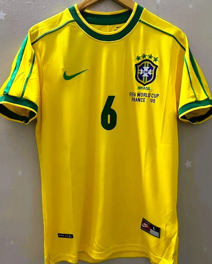 Brazil 98/99 Home Retro Shirt - R. CARLOS #6