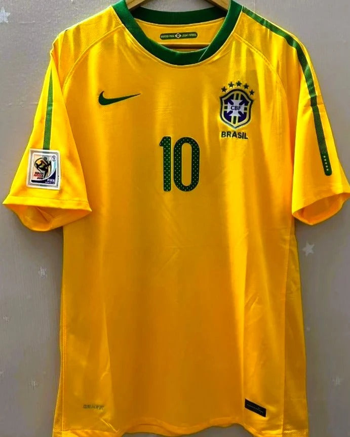 Brazil 10/11 Home Retro Shirt - KAKA #10 (+Patches)