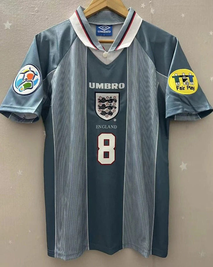 England 96/97 Away Retro Shirt - GASCOIGNE #8 (+Patches)