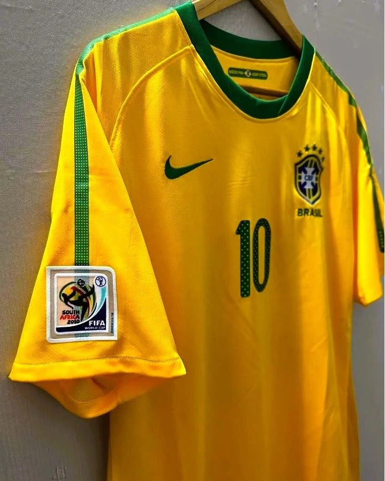 Brazil 10/11 Home Retro Shirt - KAKA #10 (+Patches)