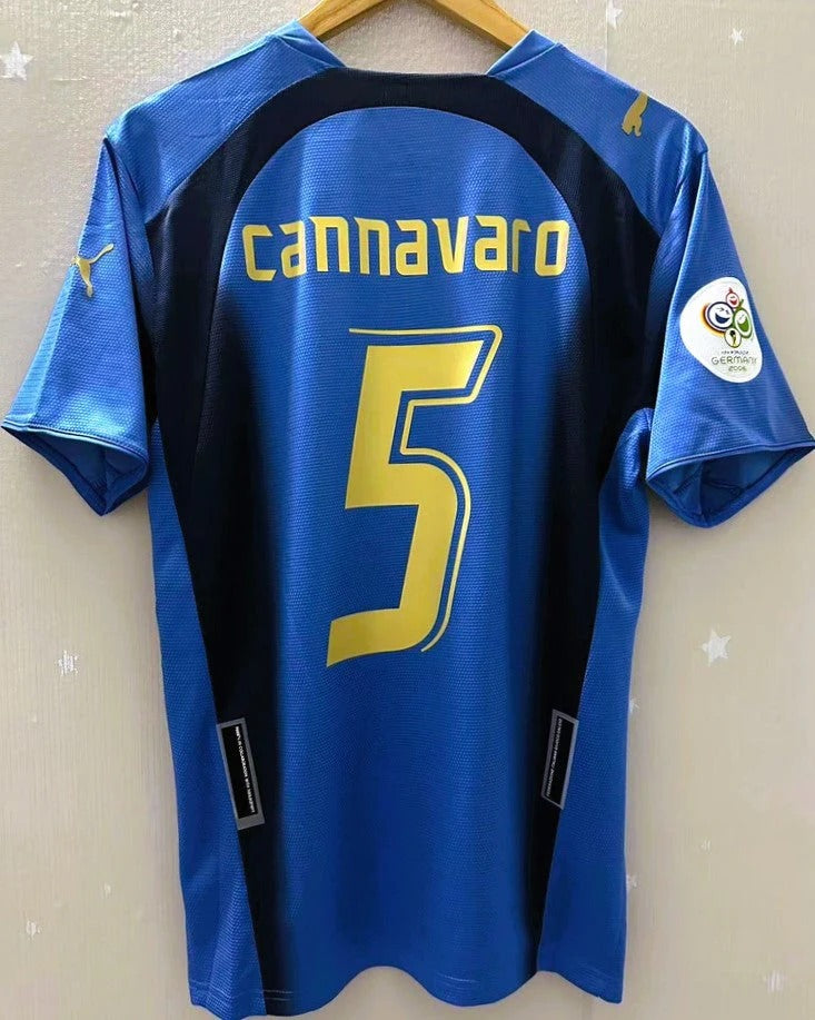 Italy 06/07 Home Retro Shirt - CANNAVARO #5 (+Patches)