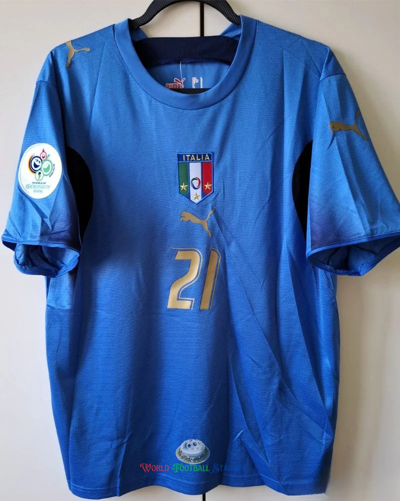 Italy 06/07 Home Retro Shirt - PIRLO #21 (+Patches)