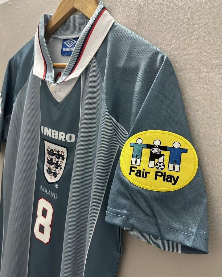 England 96/97 Away Retro Shirt - GASCOIGNE #8 (+Patches)