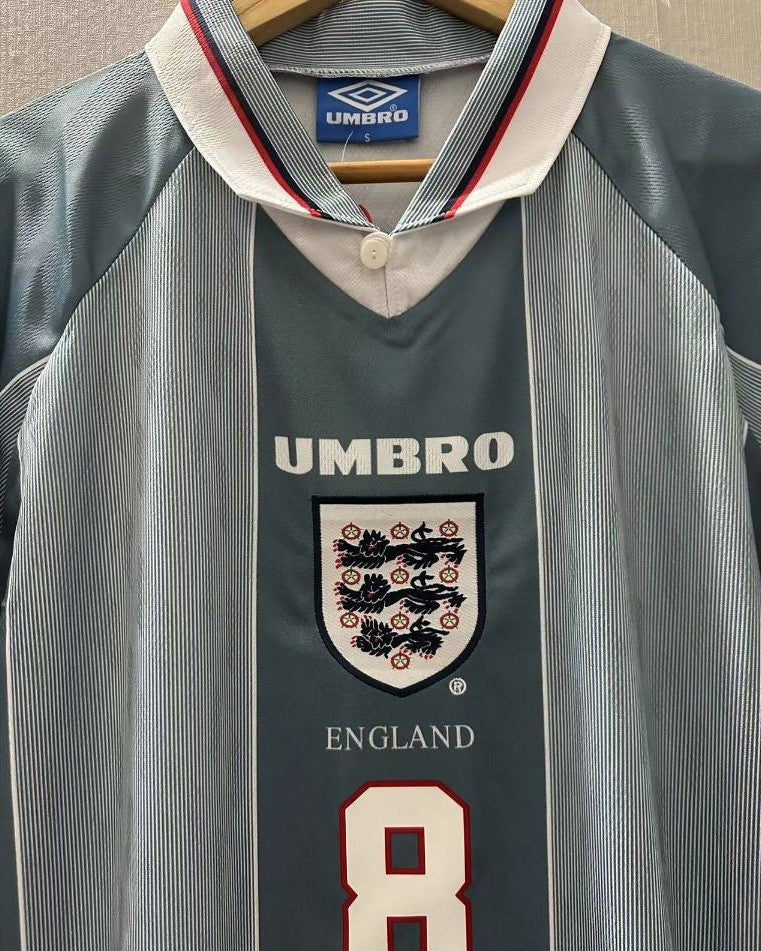 England 96/97 Away Retro Shirt - GASCOIGNE #8 (+Patches)