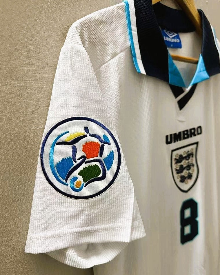 England 96/97 Home Retro Shirt - GASCOIGNE #8 (+Patches)