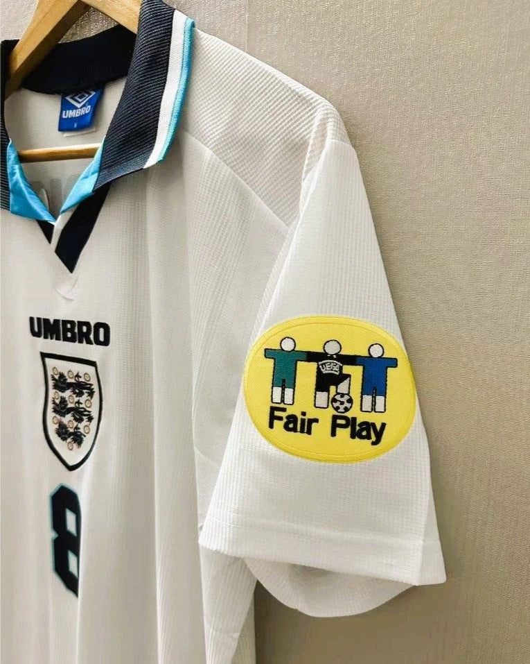 England 96/97 Home Retro Shirt - GASCOIGNE #8 (+Patches)