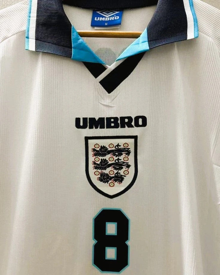 England 96/97 Home Retro Shirt - GASCOIGNE #8 (+Patches)