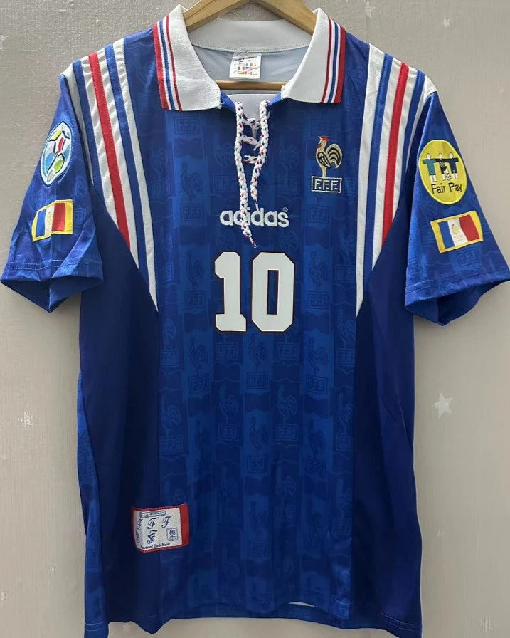 France 96/97 Home Retro Shirt - ZIDANE #10 (+Patches)